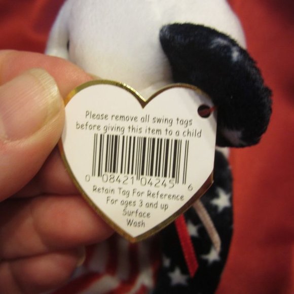 VTG TY ORIGINAL BEANIE BABY "SPANGLE" BEAR WHITE FACE, W/ERRORS - Picture 5 of 9